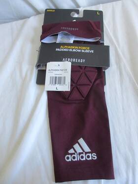 Adidas 191965444760 Alphaskin Force Compression Padded Elbow Sleeve Maroon Adult Size L Nwt