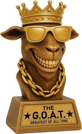Bambluby 445035719719 Goat Trophy 7 Inch G.o.a.t. Resin Award For Fantasy Football Office Desk Best Pl