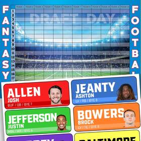 Disbezo Llc 445051579540 Fantasy Football Draft Board 2025 Kit - Color Rush Labels And