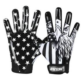 Fawn International 706212922986 American Flag Football Gloves - Men And Youth Silicone Adult Small Black Eagle