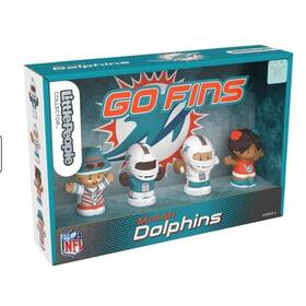 Hnd10 Fisher Price Nfl Miami Dolphins Little People Collectible Figures Set Go Fins Fan Pack
