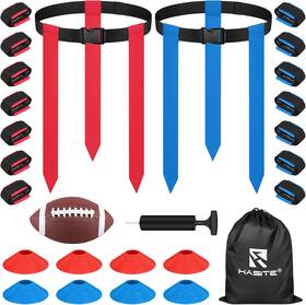 Hasite 445025132184 Flag Football Set 14 Player Adjustable Belts 42 Flags 8 Practic