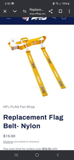Nfl Flag 025725554287 Football Belt Yellow Brand New 1 Logo Subway