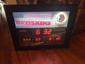 Nfl Led Scoreboard Clock 843771029449 Washington Redskins Digital Football 21 X 17 - Used