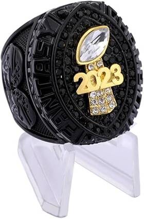 Noblehead O 1800 2023 Fantasy Football Championship Ring Black Gunmetal Plated Award For 12 Siz