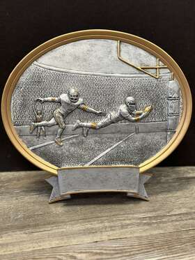 54500-gs Pdu 8 Inch Football Oval Plaque Score Resin Trophy Award Silver 54500 Free Engraving