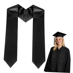 Soarvita 0114-stoles 72 Inch Plain Graduation Stole For Adults Satin Blank Sash Black