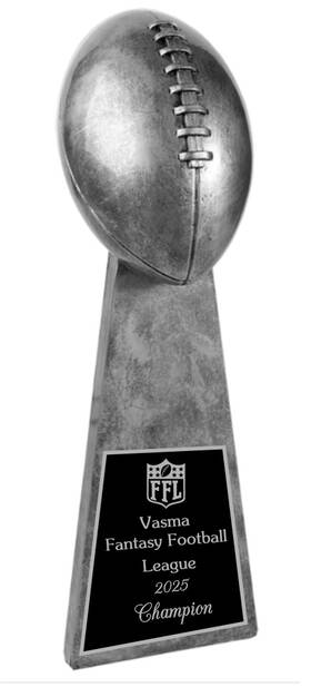 Rf147a Speedy Awards Lombardi Style Fantasy Football Trophy Antique Silver 12 Inch Free Engraving