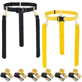 Wyzworks 638029799928 12 Player Popping Flag Football 6 V Belt Set Suction Cup - Black/yellow