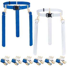 Wyzworks 638029799935 12 Player Popping Flag Football 6 V Belt Set Suction Cup - Blue/white