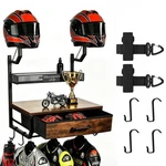 Motorcycle Helmet Holder Wall Mounted With 4 Hanging Hooks, Drawer & Mesh Bas.... Fixed Price $58.95.