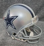 Vintage Riddell Dallas Cowboys Silver Mini Football Helmet. Fixed Price $26.00.