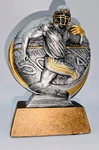 Football Motion Extreme 3D Trophy Resin Decor Victory Circle Gray Gold 5". Fixed Price $9.99.