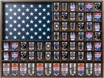 American Flag Shot Glass Display Case, 60 Slots, Wooden & Acrylic, 33.5''X25.3. Fixed Price $134.99.