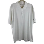 Under Armour White Loose Fit Heat Gear Polo Size 2XL. Fixed Price $17.95.