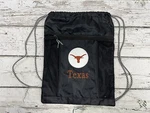 Texas Longhorns Thirty-one Logo Front Spell Out Black Ncaa Drawstring Backpack. Fixed Price $15.00.