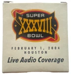 Nfl Super Bowl Xxxviii (38) Reliant Stadium, Houston, Tx, 2/1/04- Radio Sga. Fixed Price $15.99.
