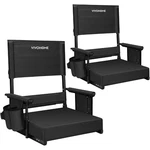 Height Adjustable High Back Stadium Seats 2 Pack Portable Bleacher Chairs Black. Fixed Price $62.95.
