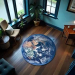 World Map Round Rug Globe Print Carpet Earth Design Educational Floor Decor. Fixed Price $264.00.