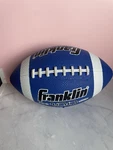 Franklin 100 Size 6 Junior Rubber Football Blue/white, Item Set. Fixed Price $8.00.