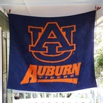 Vintage Biederlack Auburn Tigers Blanket Stadium Throw Blue Orange Ncaa Football. Fixed Price $18.00.