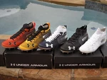 Under Armour Ua Spotlight Mc Football Cleats White Orange Yellow Black Navy Blue. Fixed Price $140.00.