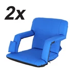 Set Of 2 Stadium Seat Reclining Blue Bleacher Chair 5 Positions Portable. Fixed Price $72.57.