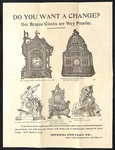 Imperial Portrait Co. Chicago C1897 Bronze Clock Product Sheet Vgc. Fixed Price $19.99.