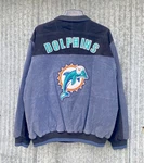 Vtg Miami Dolphins Nfl Football Leather Jacket Men's Xl Black Blue Euc #4002. Fixed Price $64.99.