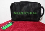 Municipal Travel Bag Toiletry Organizer Black Mesh Logo Zippered Pouch 12" Nwt. Fixed Price $9.99.