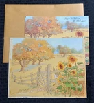 Get Wellsoon Sunflowers Fence & Trees 11X8.5" Greeting Art #9618 W/ 2 Cards. Fixed Price $40.25.
