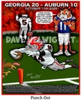 Georgia Bulldogs Uga Football Vs. Auburn 2025 "punch Out" Dave Helwig Art. Fixed Price $25.00.