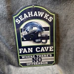 New Seattle Seahawks Fan Cave Wood Sign By Wincraft Nfl. Fixed Price $12.00.