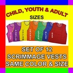 12 Scrimmage Vests Soccer Basketball Football Child Youth Adult Pinnies Jerseys. Fixed Price $29.95.