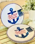 4 Home Anchor Down Melamine Salad Plate Summer Nautical New Red White. Fixed Price $51.00.