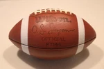 Vintage 1970 Wilson O. J. Simpson Stamped Official Leather Football F1144. Fixed Price $50.00.