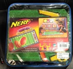 Nip: Nerf Jumbo Fun Game Rug With Goal Posts, Football & Tee 31" X 54". Fixed Price $22.88.