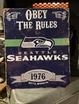 Obey The Rules Seattle Seahawks Sign Metal Embossed Retro Pub Man Cave Bedroom. Fixed Price $17.99.
