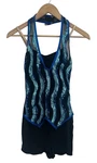 Weissman Move Your Feet Blue Biketard With Sequin Mesh Vest Overlay Sa Jazz. Fixed Price $18.00.