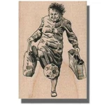 Soccer Lady Rubber Stamp, Football Sports Woman Player Shopping. Fixed Price $13.95.