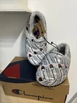 New With Box Champion Youth/men Size 6 Slippers"varsity Reflective''silver/black. Fixed Price $31.72.