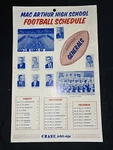 Vintage 1960 Mac Arthur High School Football Schedule Poster Springfield Ill. Fixed Price $25.00.