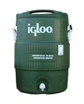 Igloo Water Cooler - Green (5 Gallons), Lid Cord Attached To Reinforced Handles. Fixed Price $75.60.