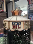 Hanging Bar Lamp Tiffany Style Faux Stained Glass Plastic Cleveland Browns Nfl. Fixed Price $145.00.
