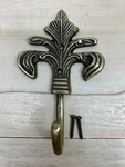 Vintage Fleur De Lis Cast Iron Rustic Gold Color Single Coat Hook Wall Mount. Fixed Price $12.00.