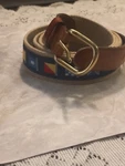 Worldwide Sportsman Vtg Nautical Code Flag Belt Khaki Canvas Leather&brass 40". Fixed Price $19.77.