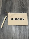 Burberry Pouch Wristlet Makeup Cosmetic Bag Beige From Logo Zippered Canvas New. Fixed Price $42.99.