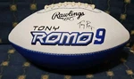 Tony ROMO#9 Dallas Cowboys Rawlings Junior Size Football Blue And White. Fixed Price $13.00.