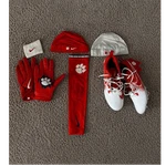 Nike Football Full Finger Gloves Pair Red Adult Player Sports Handwear Gear. Fixed Price $120.00.