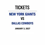 Dallas Cowboys Tickets Vs New York Giants Jan 3 Sec 425 Row Pair. Fixed Price $399.00.